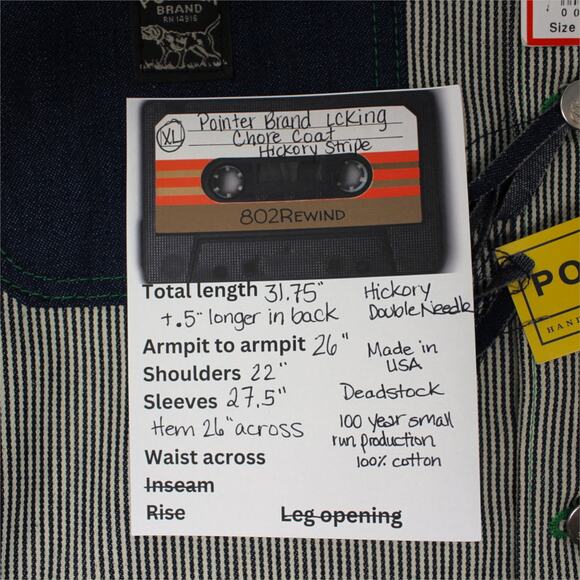XL PointerBrand LCKing HickoryStripe ChoreCoat DoubleNeedle GreenStitch USA - Picture 9 of 16